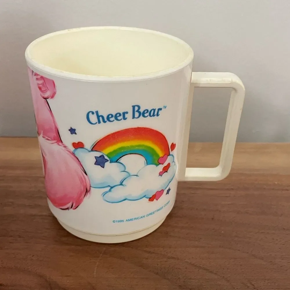 VINTAGE 1985 DEKA PLASTICS CARE BEAR CHEER BEAR PLASTIC MUG CUP
